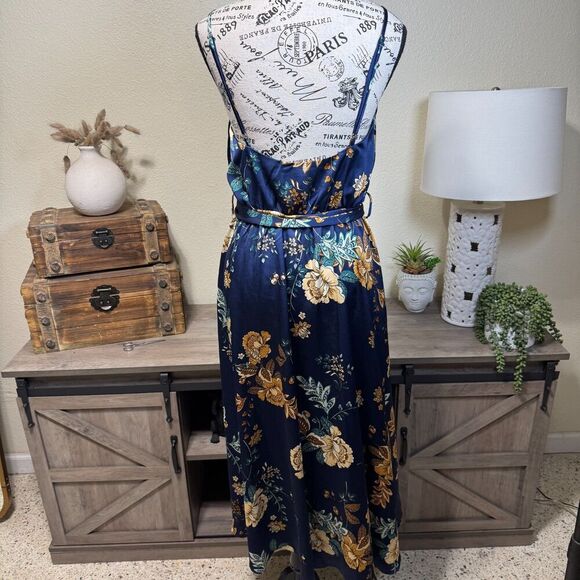 Hello Molly Falling In Style Floral Midi Dress Waist Tie Size 6 High Low Wedding - Picture 7 of 11
